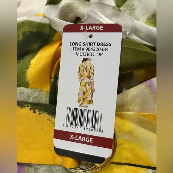 French Connection Long Shirt Dress Multicolor Abstract Print  Extra Large NWT - Picture 8 of 9